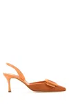 Manolo Blahnik Maysli 70 Suede Slingback Pumps