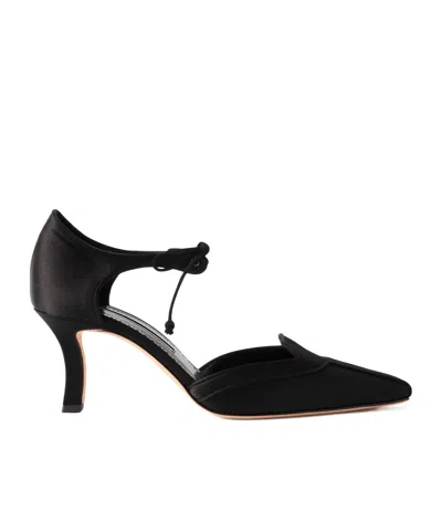 Manolo Blahnik Orata 70 Satin Pumps In Black