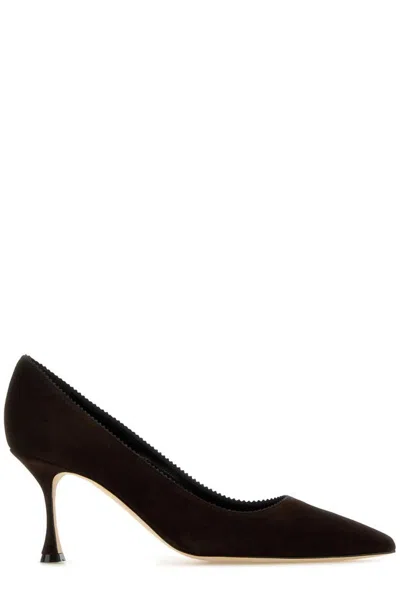Manolo Blahnik Gala Suede Stiletto Pumps In Black