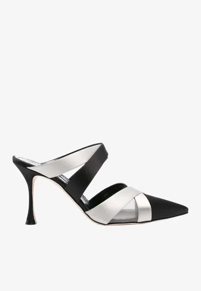 MANOLO BLAHNIK OYOUNAK 90 SATIN MULES