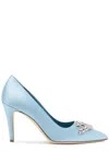 MANOLO BLAHNIK MANOLO BLAHNIK PALOS 90 EMBELLISHED SATIN PUMPS