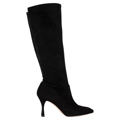 Manolo Blahnik Pamfilo 90 Knee Boots In Black Suede