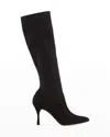 Manolo Blahnik Pamfilo 90 Stretch-suede Knee Boots In Black