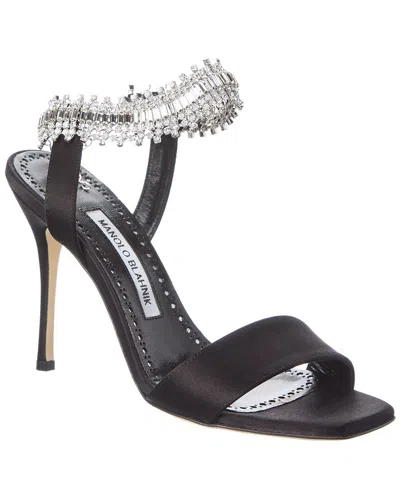 Manolo Blahnik Parinasan 90mm Satin Sandals In Black