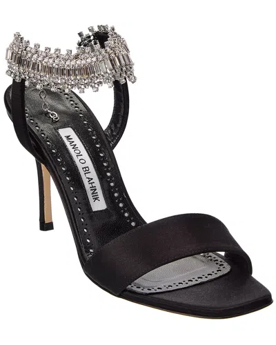 Manolo Blahnik Parinasan 90 Satin Sandal In Black