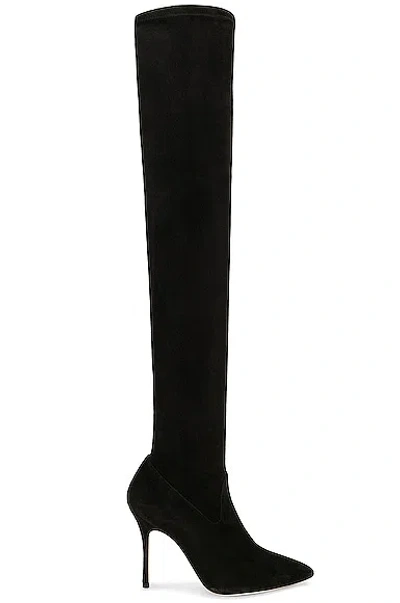 Manolo Blahnik Pascalarehi 105 Suede Boot In Black