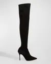 Manolo Blahnik Paschalarehi Suede Over-the-knee Boots In Black