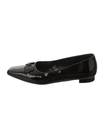 Pre-owned Manolo Blahnik Patent Leather Ballet Flats In Black