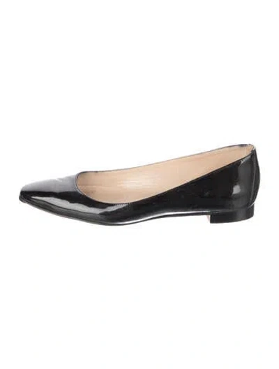 Pre-owned Manolo Blahnik Patent Leather Ballet Flats In Black