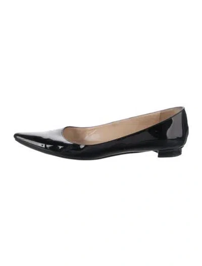 Pre-owned Manolo Blahnik Patent Leather Ballet Flats In Black