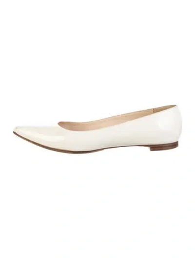 Pre-owned Manolo Blahnik Patent Leather Ballet Flats In Neutrals