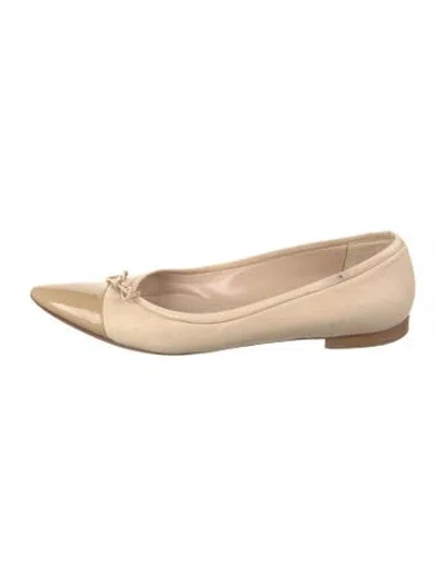 Pre-owned Manolo Blahnik Patent Leather Ballet Flats In Neutrals