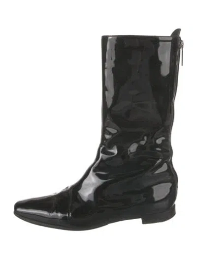 Pre-owned Manolo Blahnik Patent Leather Boots In Black