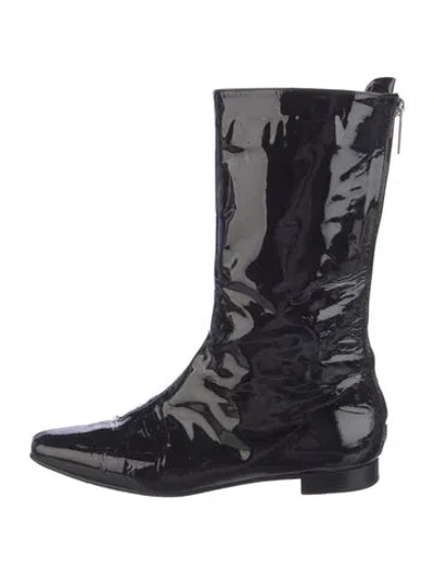 Pre-owned Manolo Blahnik Patent Leather Boots In Black
