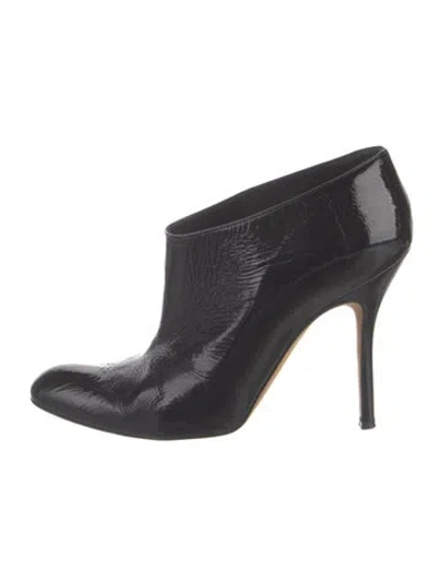 Pre-owned Manolo Blahnik Patent Leather Boots In Black