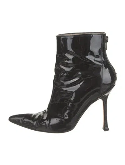 Pre-owned Manolo Blahnik Patent Leather Boots In Black