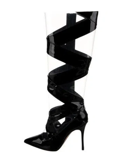 Pre-owned Manolo Blahnik Patent Leather Boots In Black