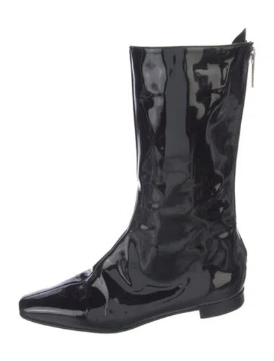 Pre-owned Manolo Blahnik Patent Leather Boots In Black