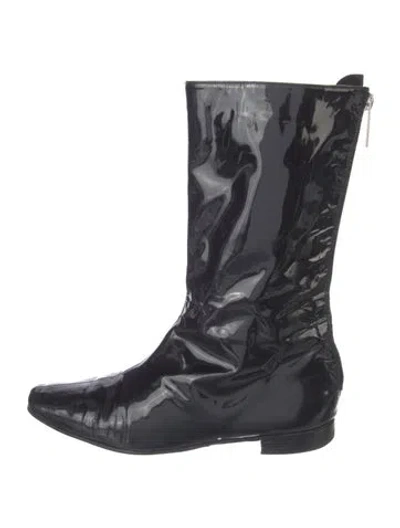 Pre-owned Manolo Blahnik Patent Leather Boots In Black