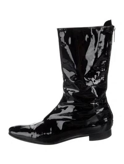 Pre-owned Manolo Blahnik Patent Leather Boots In Black