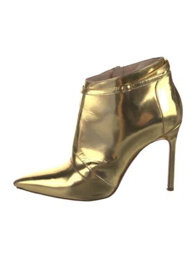 Pre-owned Manolo Blahnik Patent Leather Boots In Gold