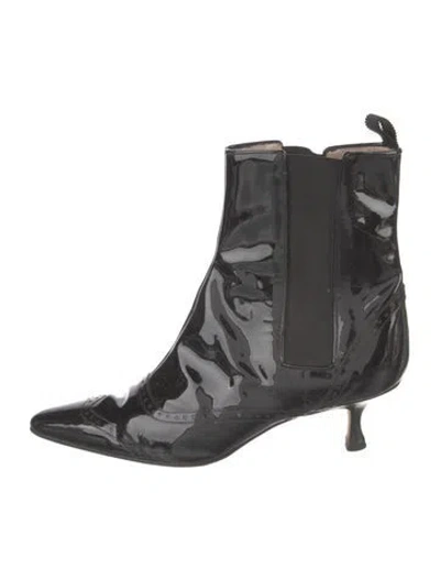 Pre-owned Manolo Blahnik Patent Leather Chelsea Boots In Black