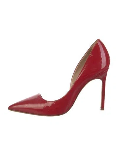 Pre-owned Manolo Blahnik Patent Leather D'orsay Pumps In Red