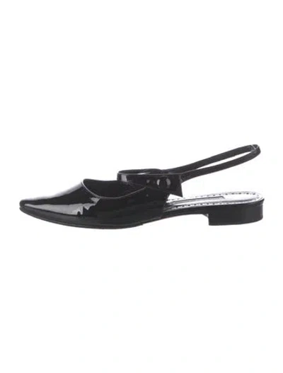Pre-owned Manolo Blahnik Patent Leather Flats In Black