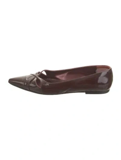 Pre-owned Manolo Blahnik Patent Leather Flats In Brown
