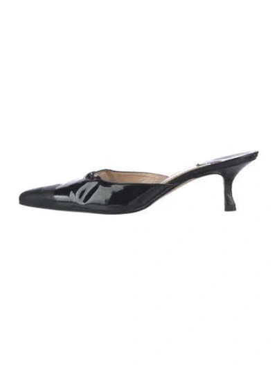 Pre-owned Manolo Blahnik Patent Leather Mules In Black