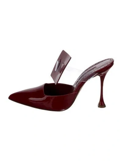 Pre-owned Manolo Blahnik Patent Leather Mules In Red