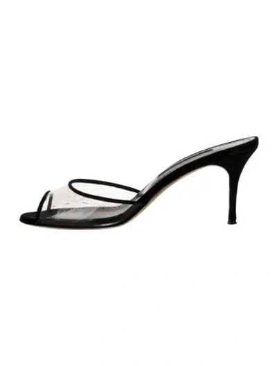 Pre-owned Manolo Blahnik Patent Leather Mules In White