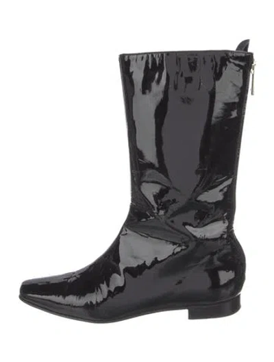 Pre-owned Manolo Blahnik Patent Leather Rain Boots In Black