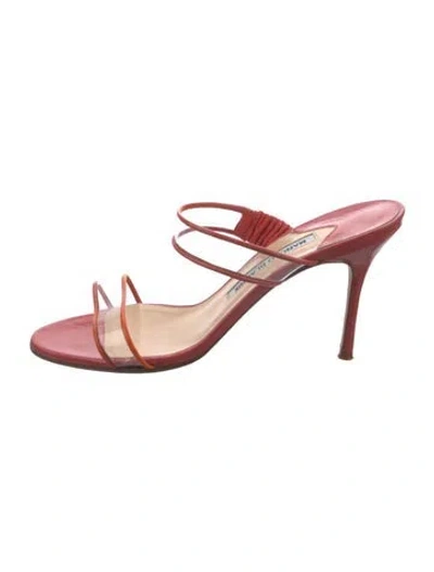 Pre-owned Manolo Blahnik Patent Leather Sandals In Clear/red