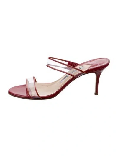 Pre-owned Manolo Blahnik Patent Leather Sandals In Clear/red
