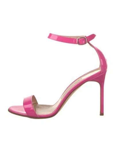 Pre-owned Manolo Blahnik Patent Leather Sandals In Pink