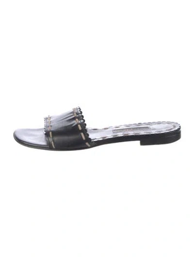Pre-owned Manolo Blahnik Patent Leather Slides In Black