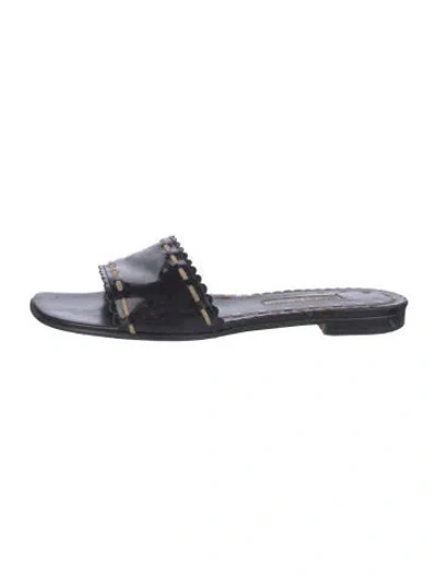 Pre-owned Manolo Blahnik Patent Leather Slides In Black