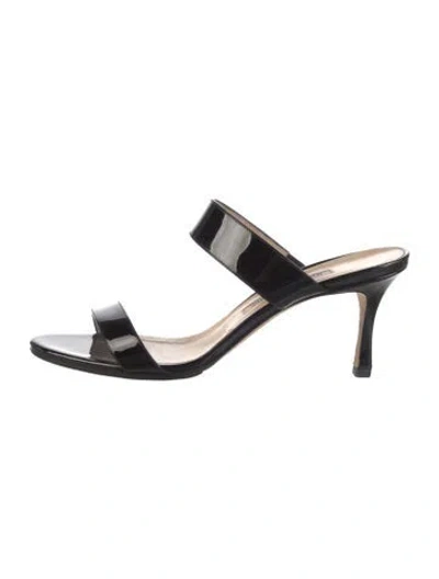 Pre-owned Manolo Blahnik Patent Leather Slides In Black