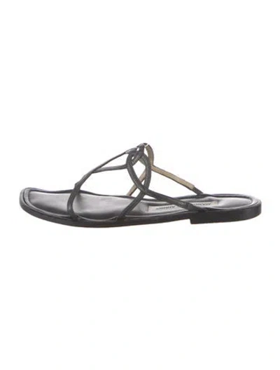 Pre-owned Manolo Blahnik Patent Leather Slides In Black