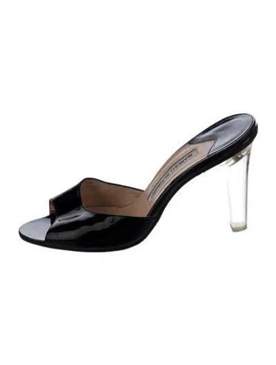 Pre-owned Manolo Blahnik Patent Leather Slides In Multi