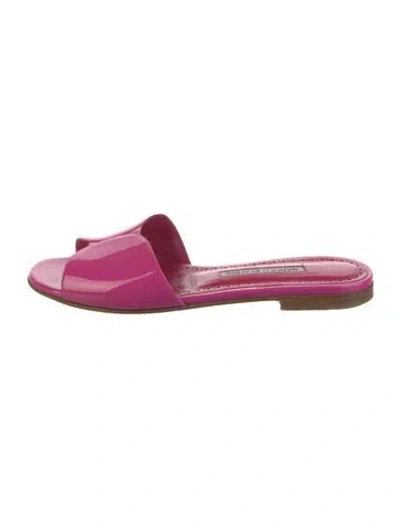 Pre-owned Manolo Blahnik Patent Leather Slides In Pink