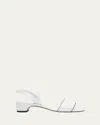 Manolo Blahnik Patobar Leather Slingback Sandals In White