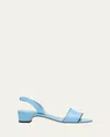 Manolo Blahnik Patobar Leather Slingback Sandals In Blue