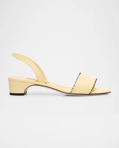 Manolo Blahnik Patobar Leather Slingback Sandals