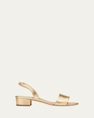 Manolo Blahnik Patopia Metallic Slingback Sandals In Gold