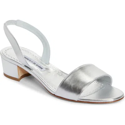Manolo Blahnik Patopia Slingback Sandal In Silver