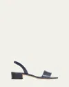 Manolo Blahnik Patopia Snakeskin Slingback Sandals In Navy