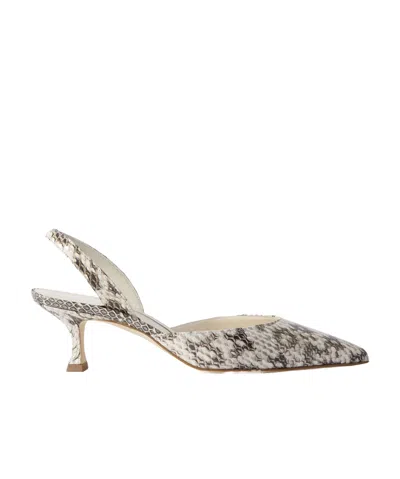 Manolo Blahnik Carolyn 50 Elaphe Slingback Pumps In Animal Print