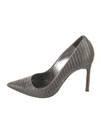 Pre-owned Manolo Blahnik Patterned Pumps In Gray